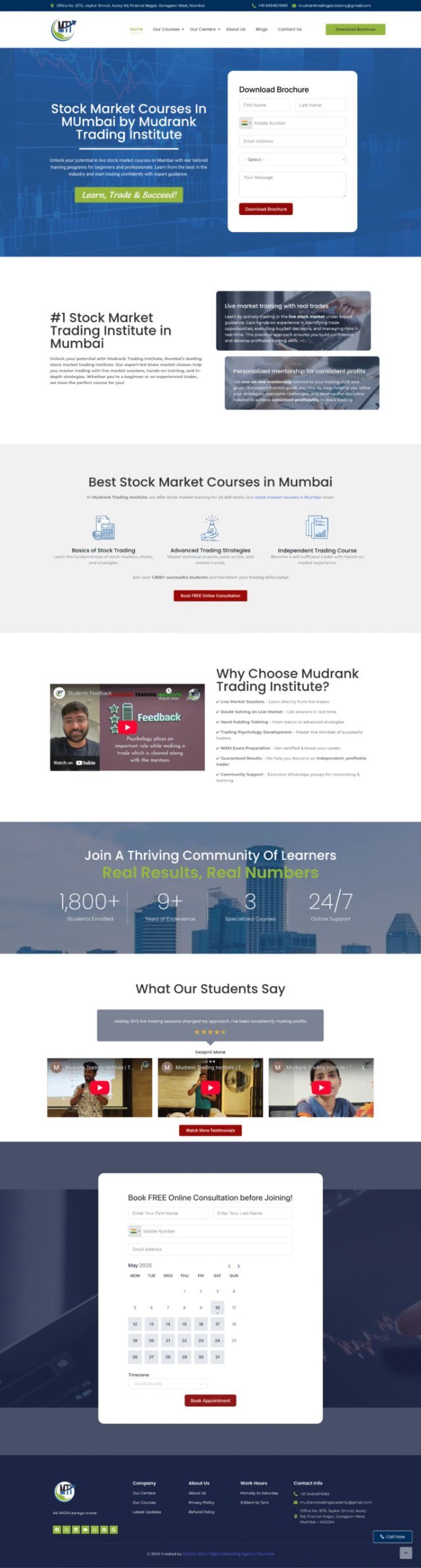 Mudrank Trading Institute website by Spidery Web