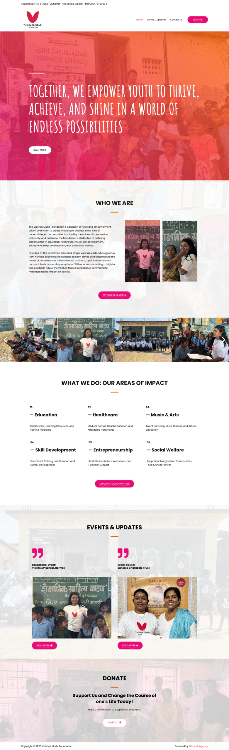 Vaishali Made Foundation Website Development in Mumbai, India